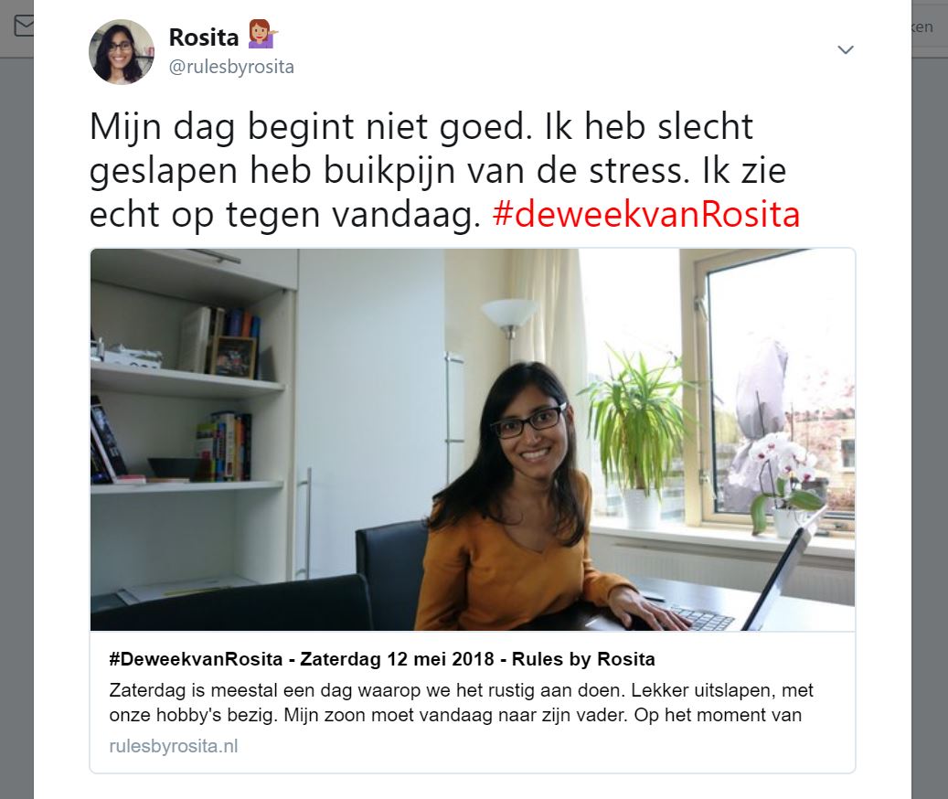 Mijn dag begint niet goed. Ik heb slecht geslapen heb buikpijn van de stress. Ik zie echt op tegen vandaag.